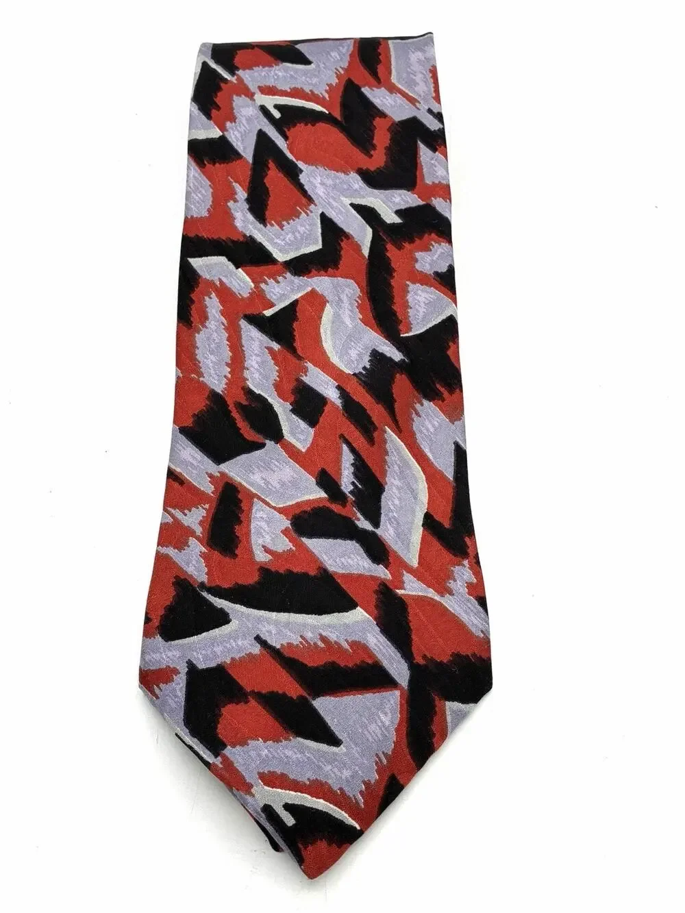 Vintage Jhane Barnes 100% Silk Tie Made Japan Abstract Red Black Lavender